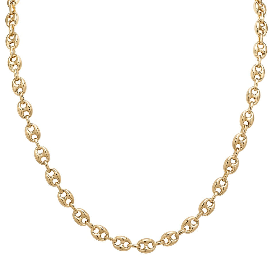 Puffed Marine Link Necklace 17" – 18kt Gold Plated, Made in Italy