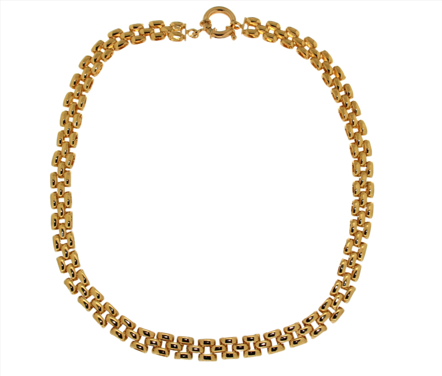 18kt Yellow Gold On Bronze 18" 3 Row Pantera Chain