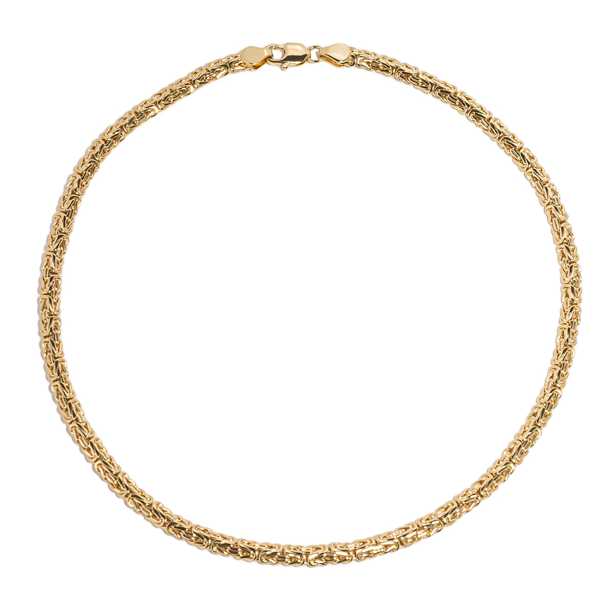 Flat Hammered Byzantine Chain Necklace | Silver Plate & 18K Gold Plate