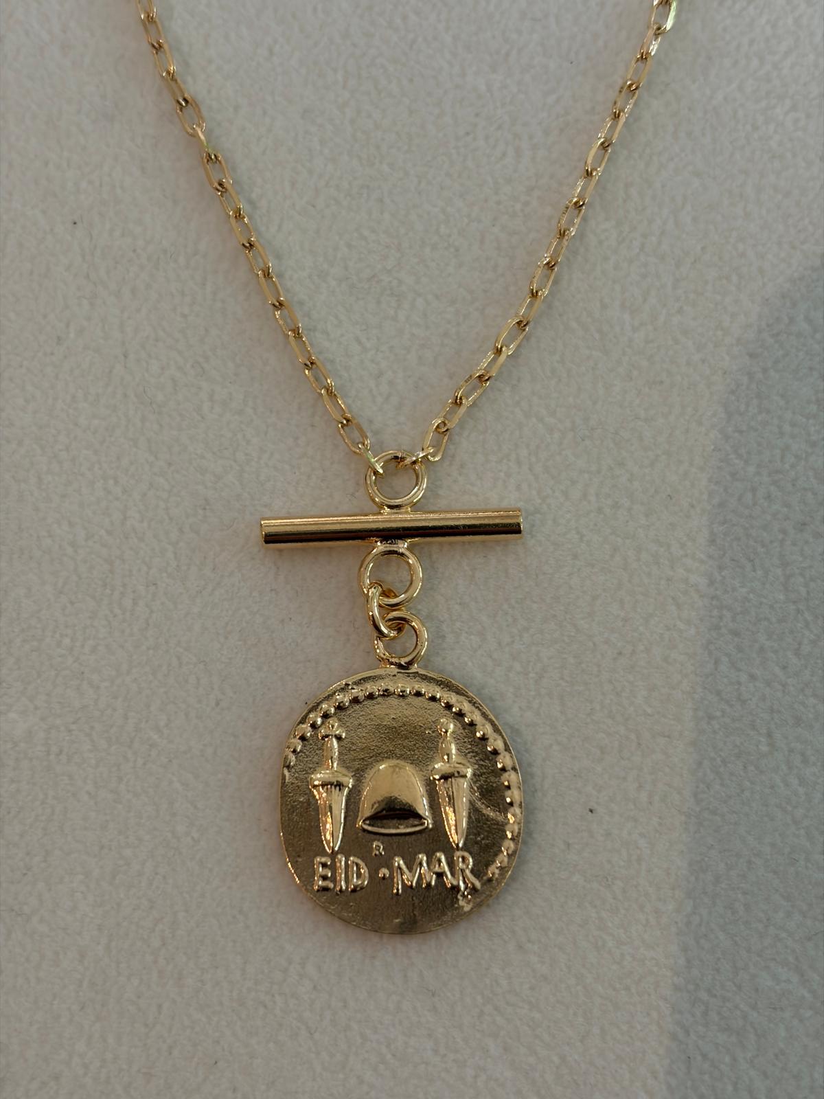 18kt Gold Plated Roman Coin Toggle Necklace