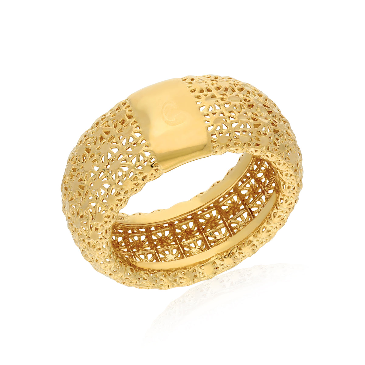 Filigree Band Ring 10mm – Diamond-Cut, Made in Italy