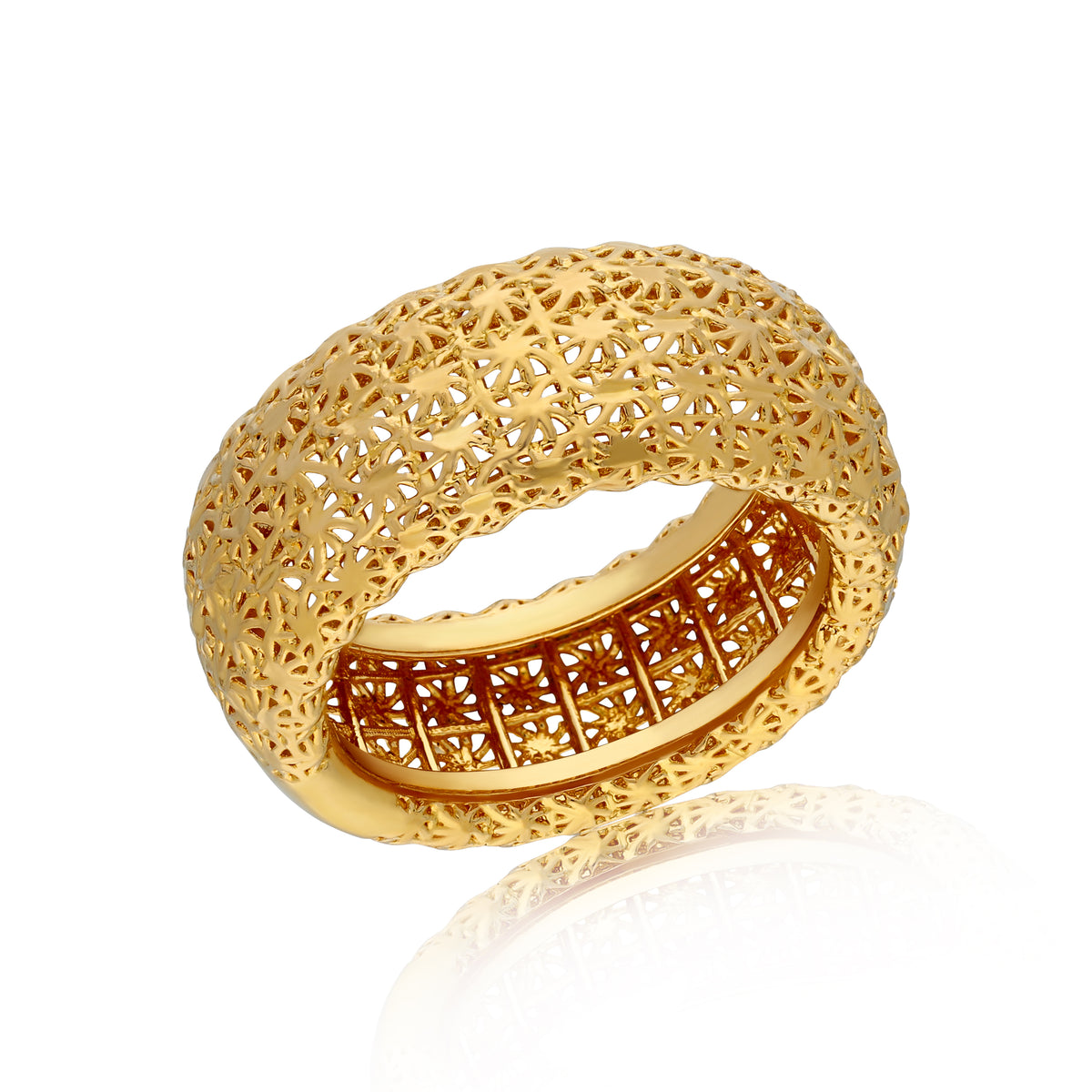 Filigree Band Ring 10mm – Diamond-Cut, Made in Italy