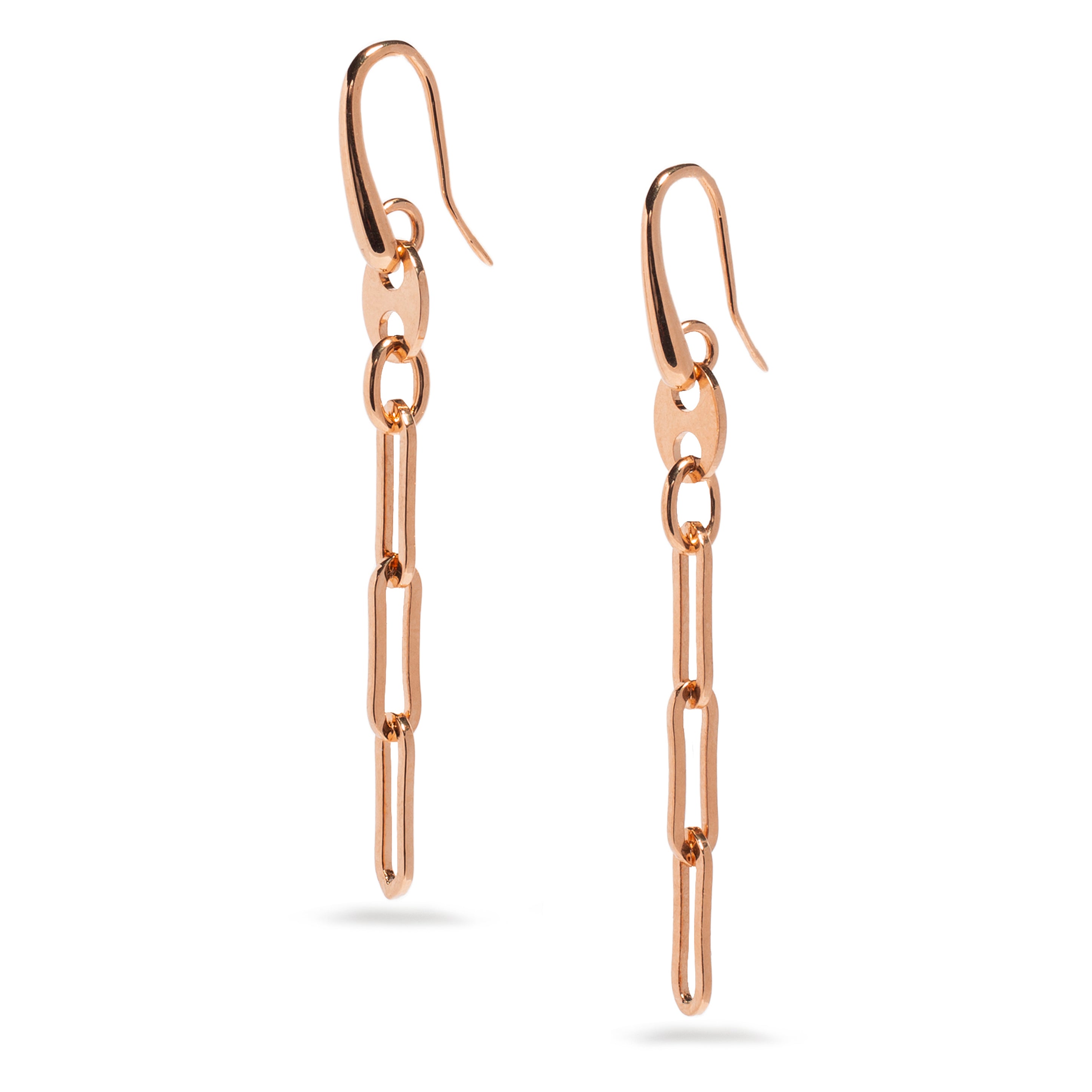 Paper Clip Drop Earrings, 18K Gold-Plated Made in Italy