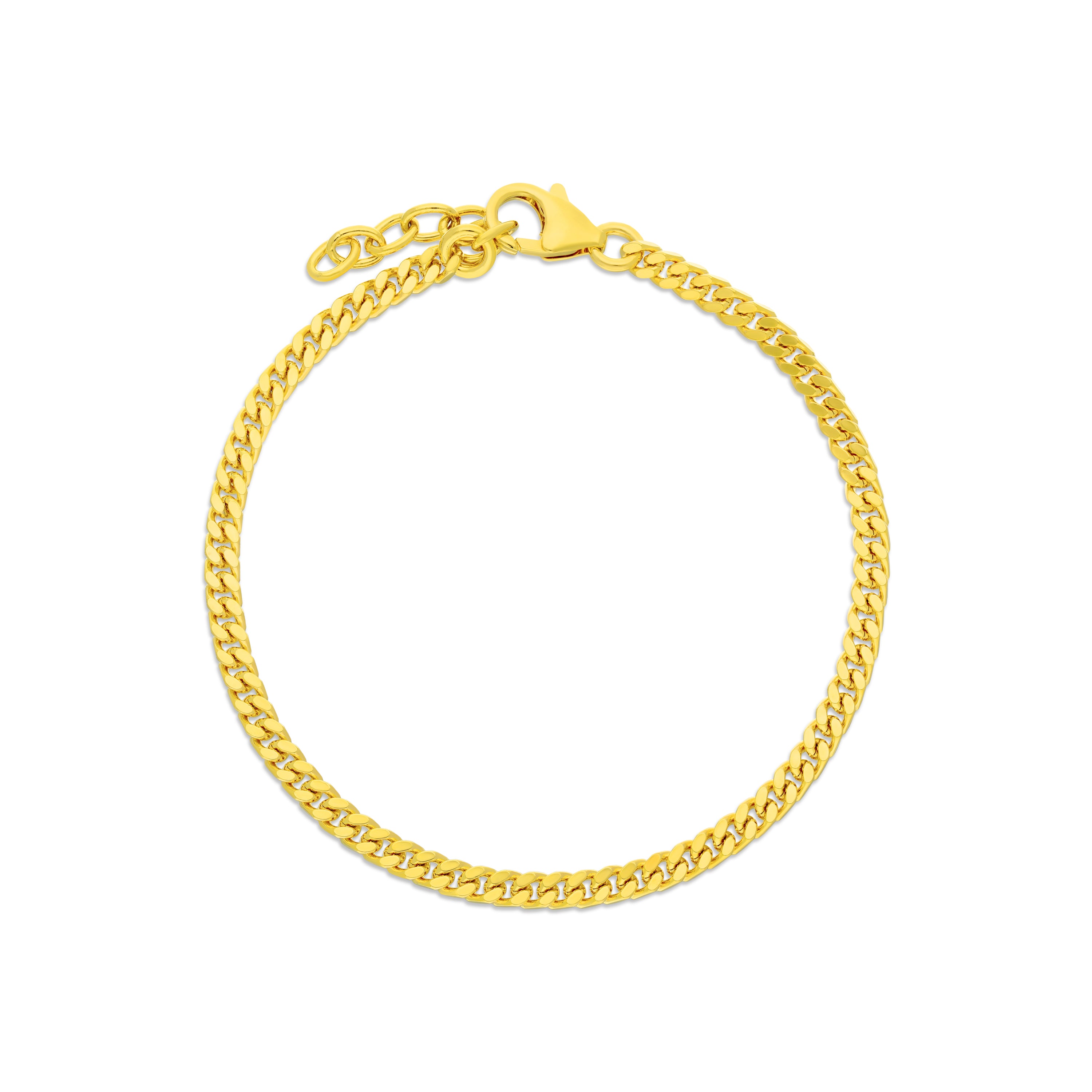 This stunning yellow gold plated curb link bracelet showcases a timeless design that effortlessly combines elegance with contemporary style. The bracelet features a series of interlocking curb links, each polished to a high shine, creating a luxurious and eye-catching accessory.