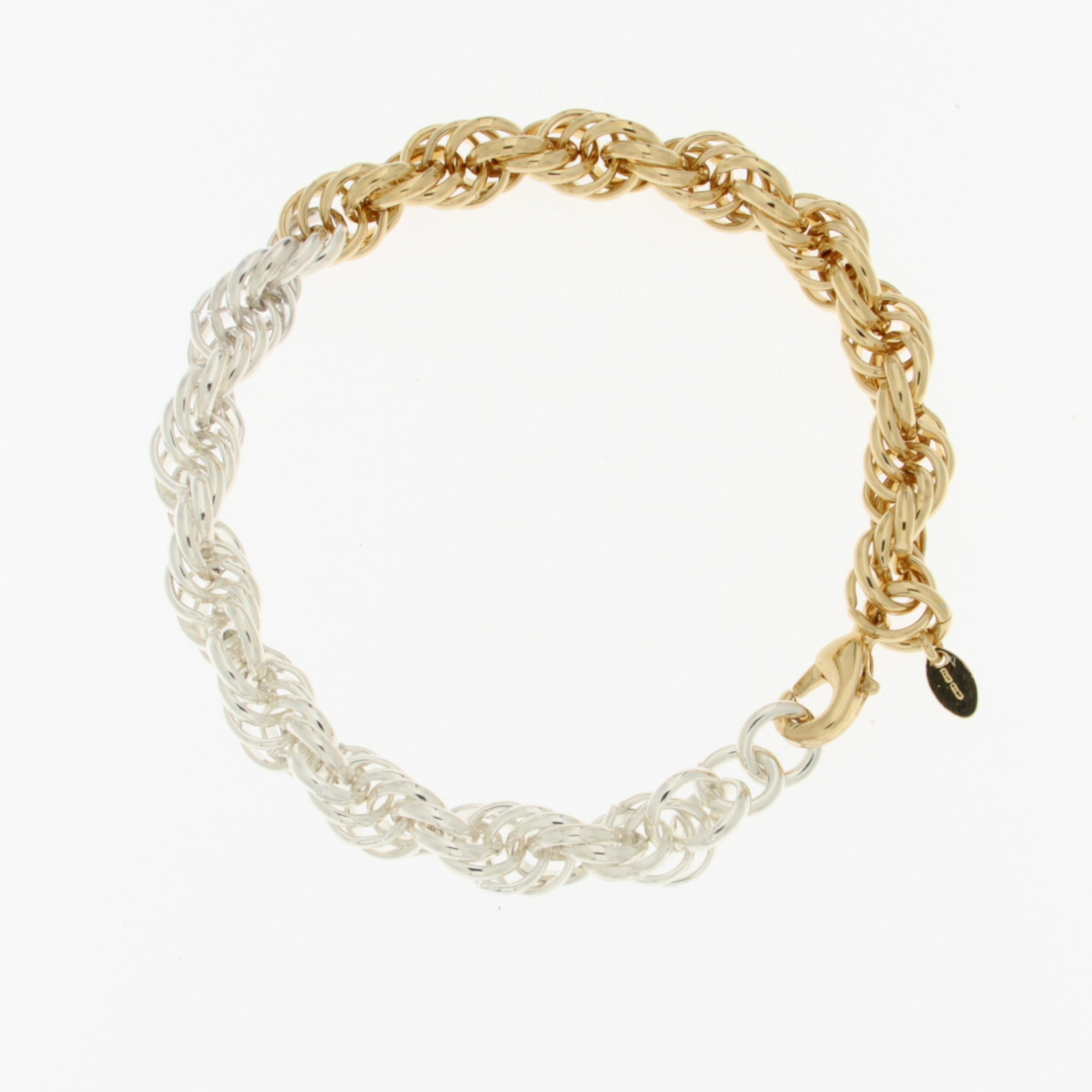 Sun & Moon Loose Rope Two Tone Bracelet 8.5"