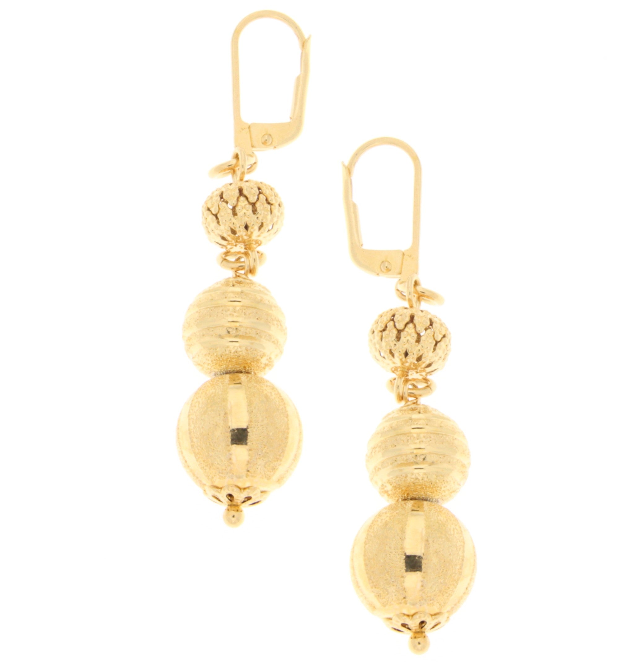 These elegant, versatile earrings offer a unique twist on traditional leverback styles. The triple drop design adds dimension and movement to any outfit, while the secure leverback closure ensures