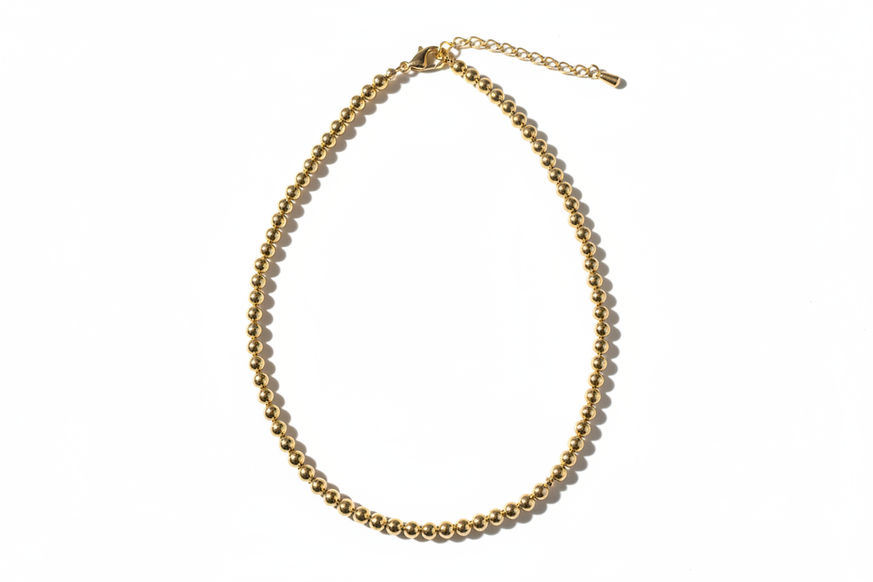 Brightened Gold Ball Bead Necklace