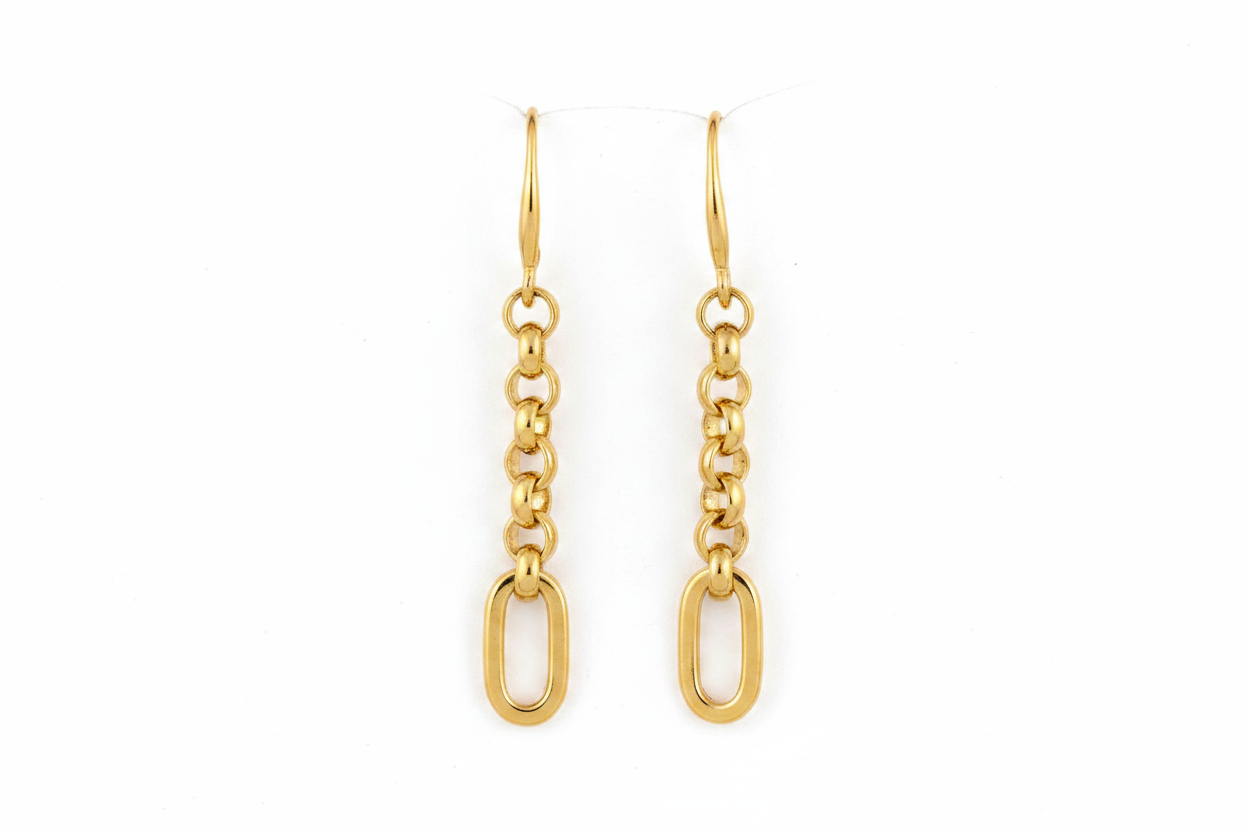 Brightened Gold Rolo Chain Drop Earrings