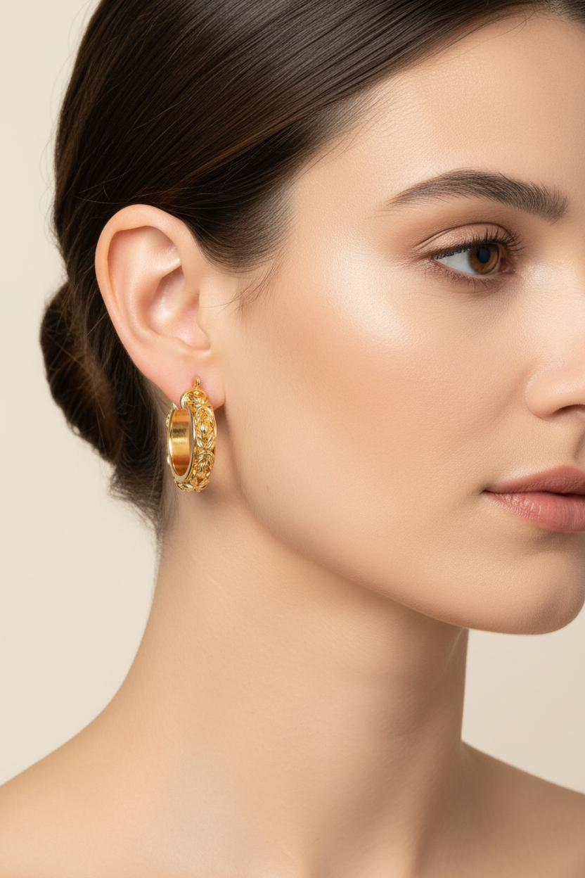 Byzantine Chain Hoop Earrings - Corrected Position