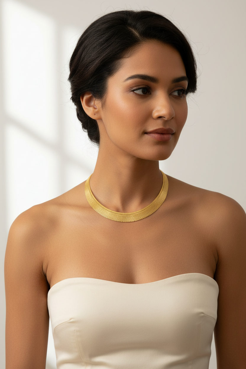 Cleopatra Collar Necklace - Looser Fit on Model