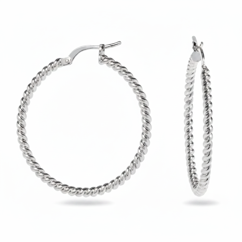 Corrected silver hoop earrings product image