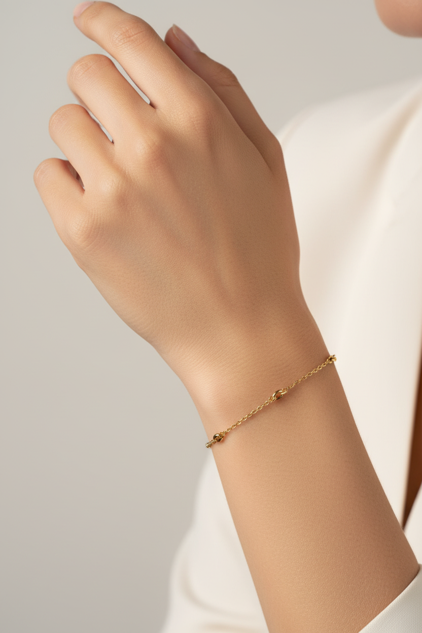 Dainty Marine Station Link Bracelet on Model