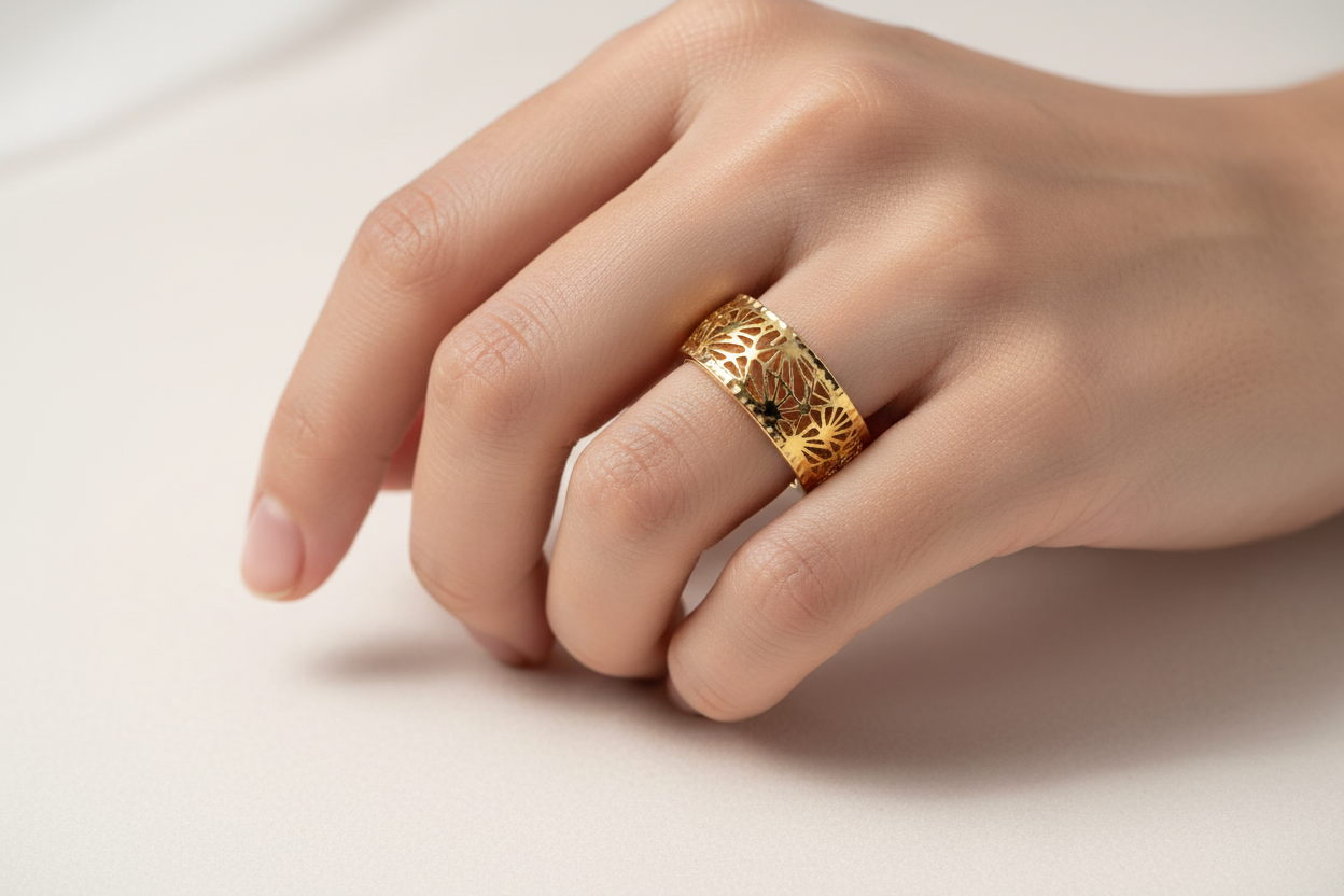 Filigree dome ring on model