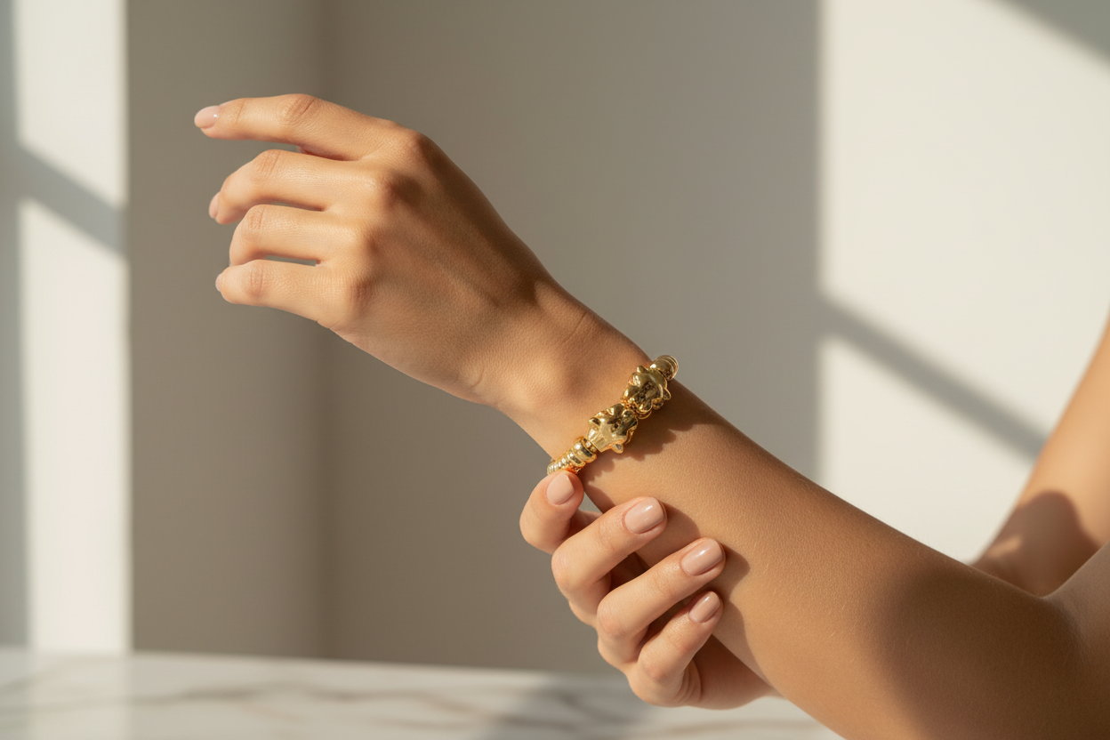 Gold Bangle on Model