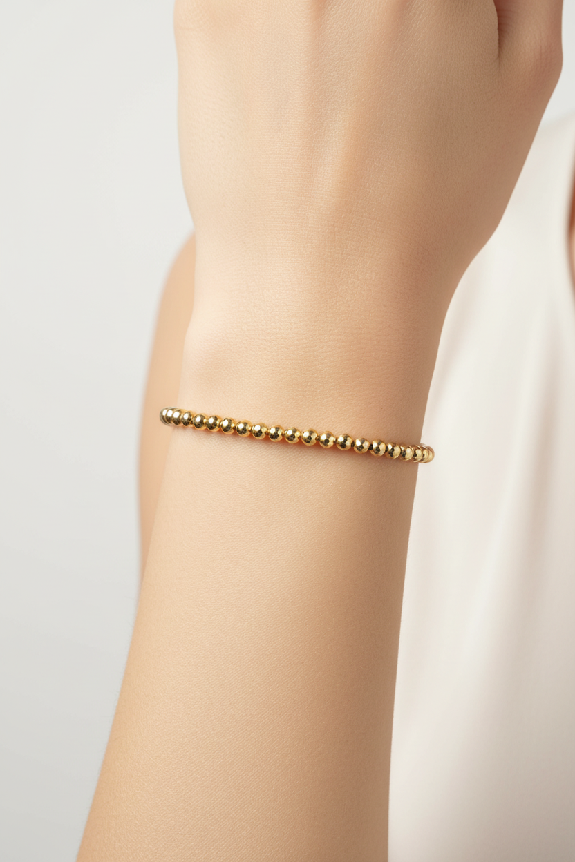Gold Beaded Bracelet on Model