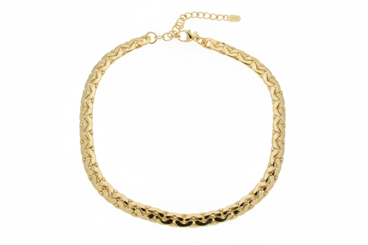 Gold Byzantine Chain Necklace - Round with Extender