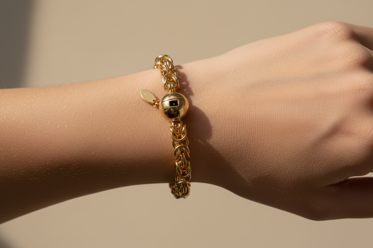 Gold Chain Bracelet on Model