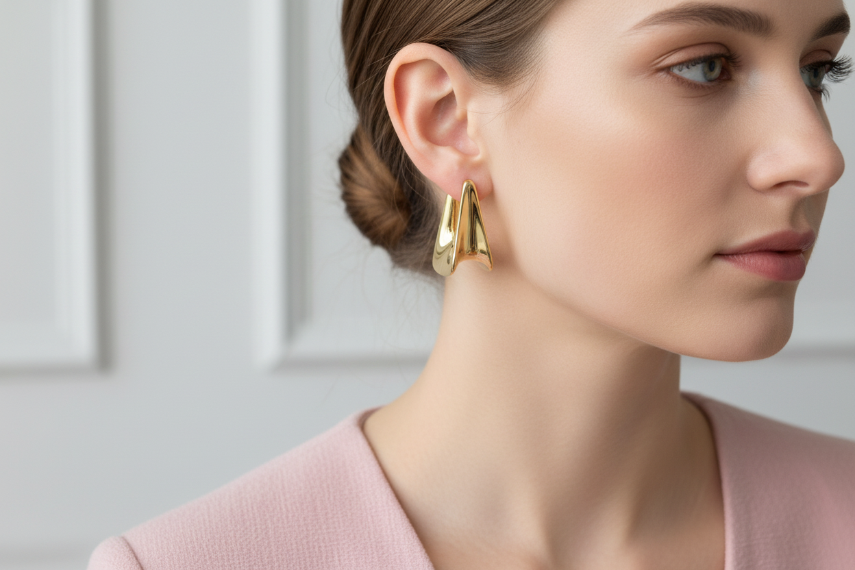 Gold Plated Rectangular Electroform Hoops - Smaller with Proper Post