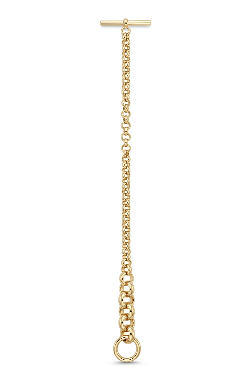Improved full-length graduated rolo bracelet product photo on white