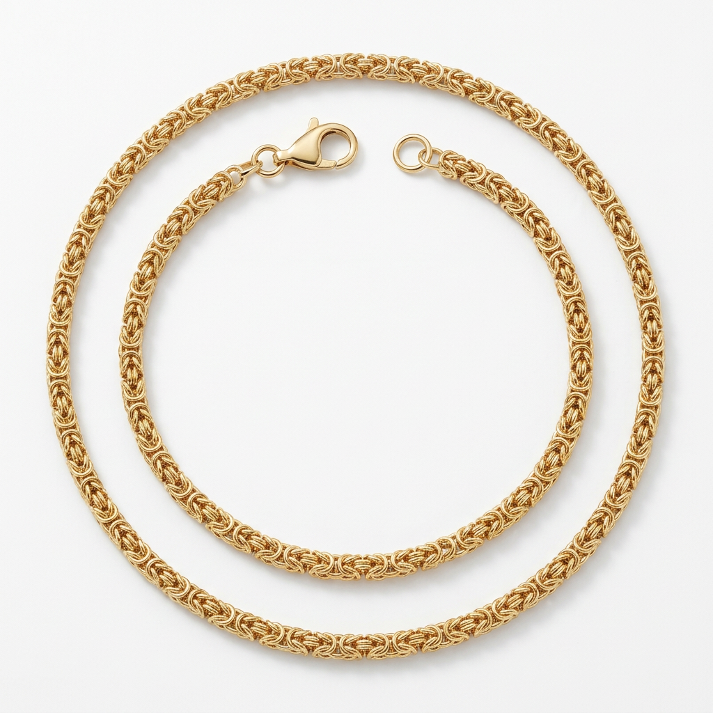 Round Byzantine chain with a gold lobster-claw clasp