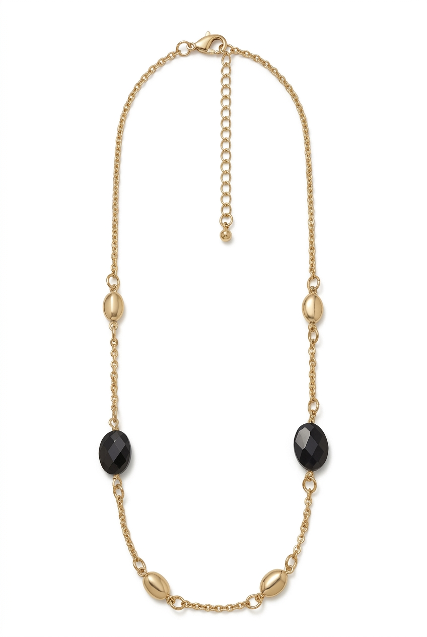 Straightened necklace on a white background
