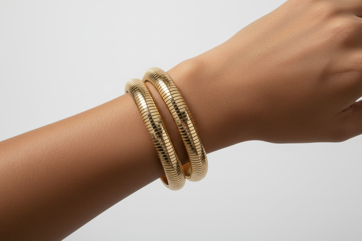 Triple Wrap Bombay Tubo Gas Bracelet - Overlapping Layers