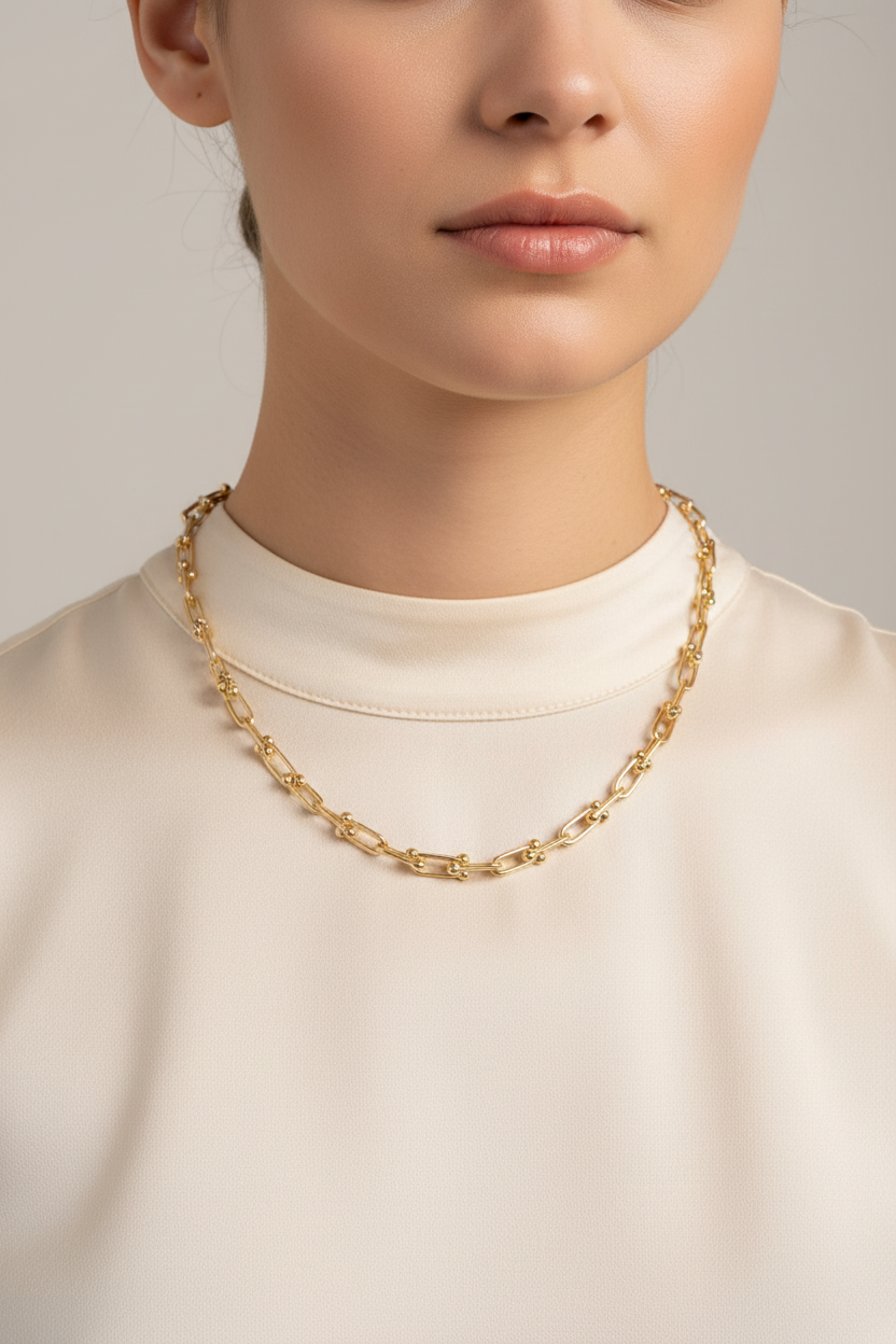 U Link Necklace on model