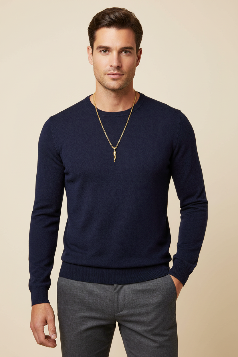 Vertical Bar Pendant Necklace on Male Model