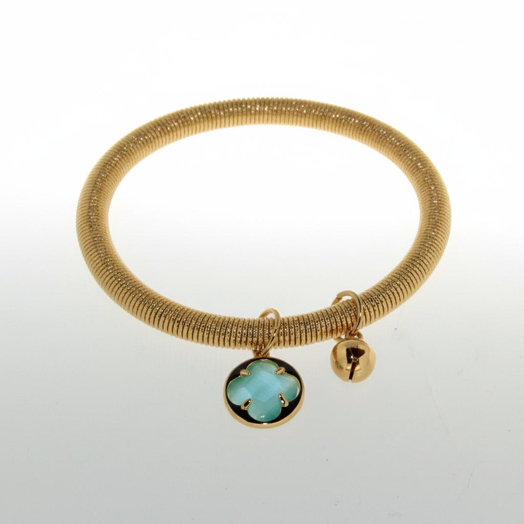 Yellow-gold bracelet with aqua charm
