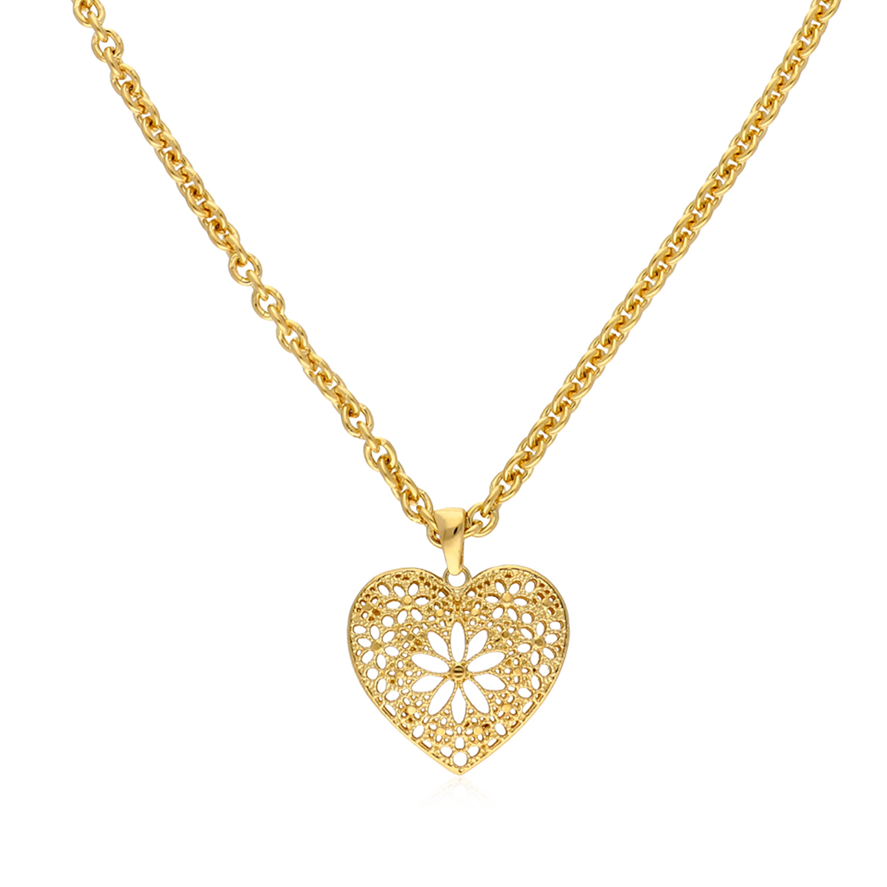 20" Filigree Yellow Heart On Rolo Necklace