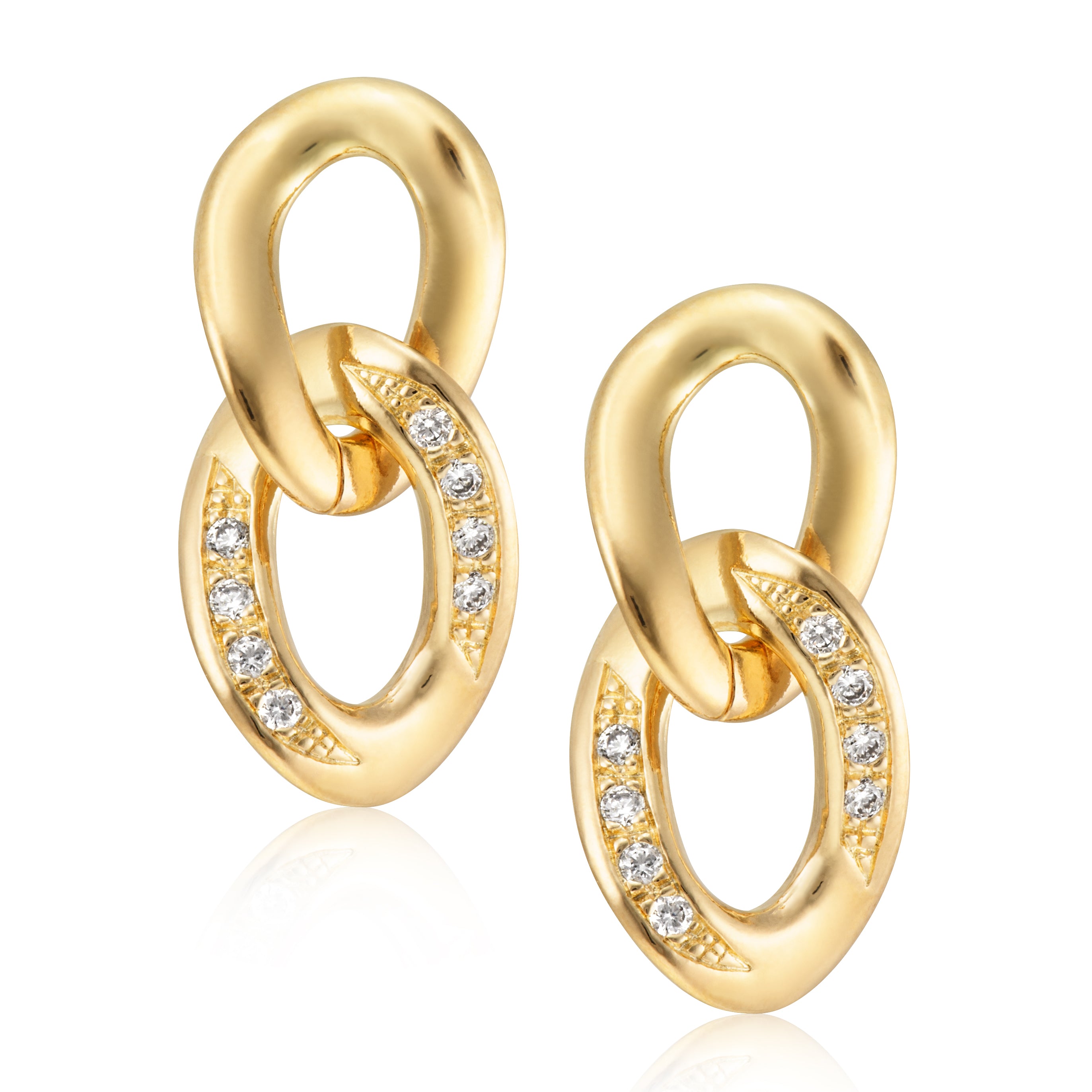 Link Drop Stud Earrings with Cubic Zirconia